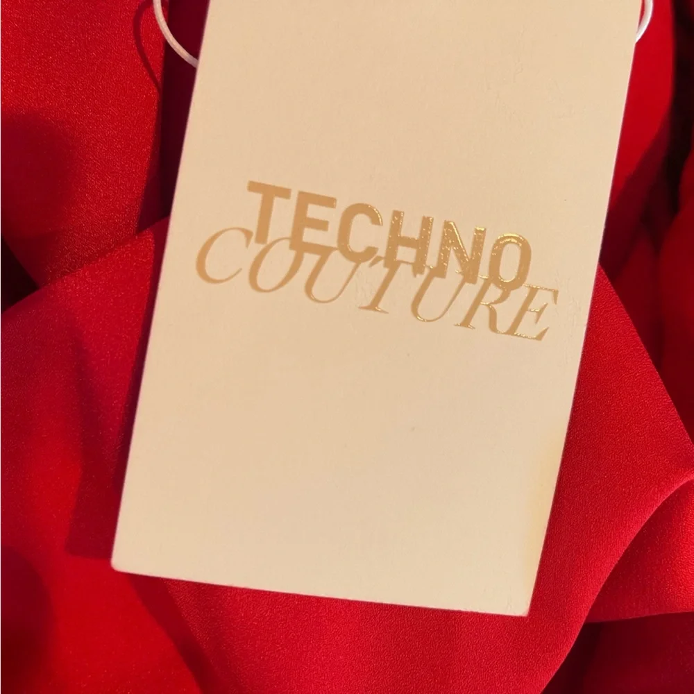 Valentino Techno Couture SZ 10 Red One Shoulder Flower Detail Knee Length Dress - Picture 10 of 14